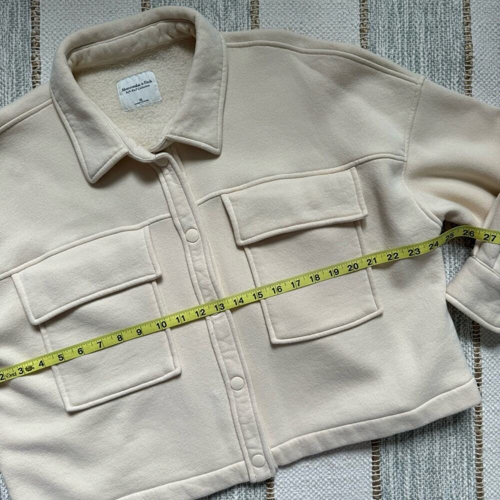 Abercrombie & Fitch Soft A&F Butter Yellow Fleece Lined Snap Shacket Jacket XL - Picture 6 of 8